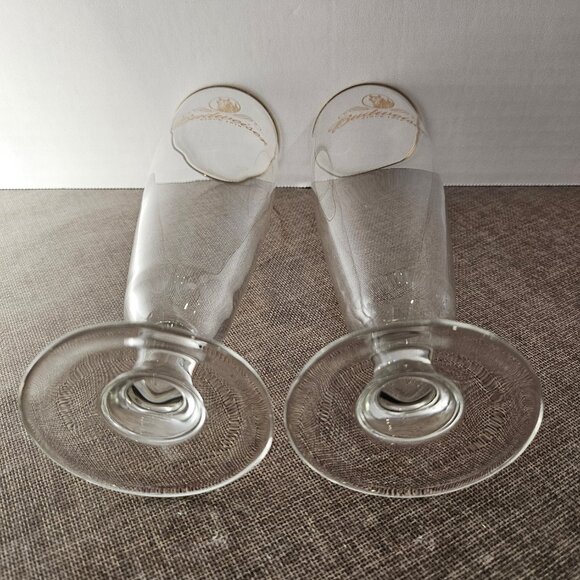 Set of 2 Vintage Budweiser Since 1876 Pilsner Beer Glasses Gold Rimmed And Lette - Picture 6 of 7